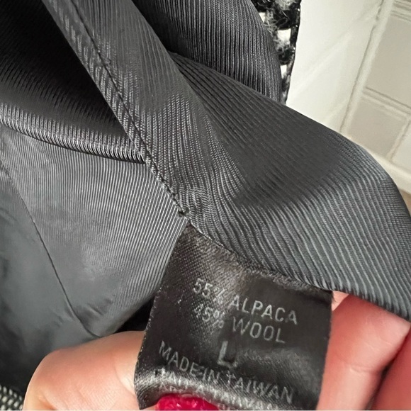 ELIE TAHARI - Alpaca Wool Blend Black & Gray Mid Length Double Breast Coat Large - Picture 5 of 8